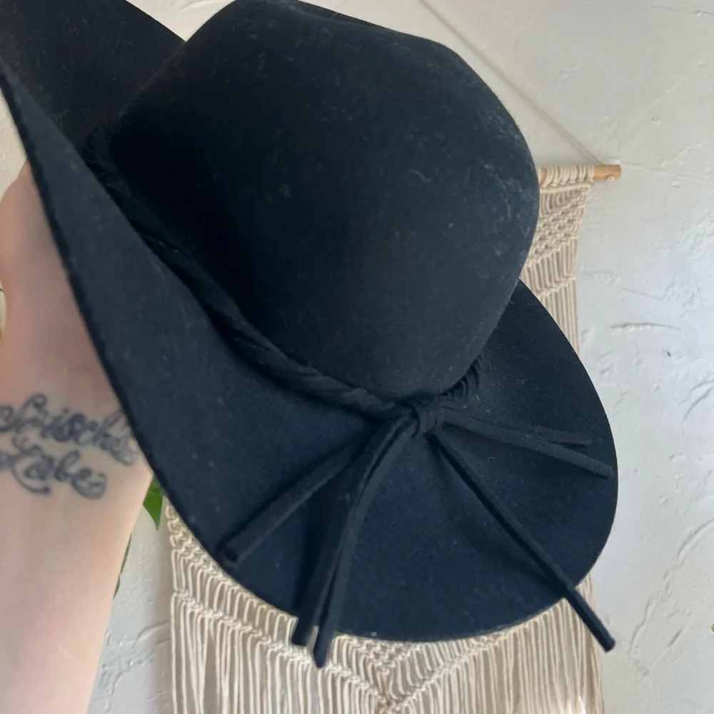 🖤 Target Black Wool Floppy Hat - Wide Brim Boho Western Fedora 🖤